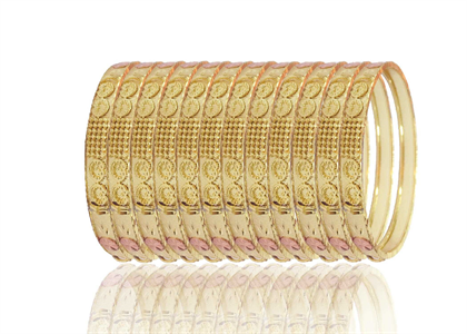 Three Tone Plated Diamond Cut Bangles